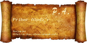Priher Alpár névjegykártya